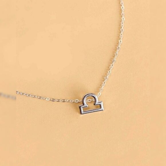 Libra Zodiac Sign Charm Necklace Silver Tone NWT - Picture 3 of 3